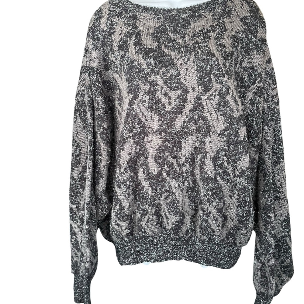 Vintage 80's 90's Mr Rodia Mens Retro Sweater Black Gray crewneck pullover L
